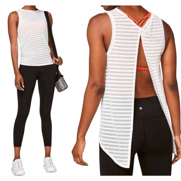 LULULEMON ATHLETICA Meet Halfway Tank 'Striped in White Size 6 - Picture 1 of 6